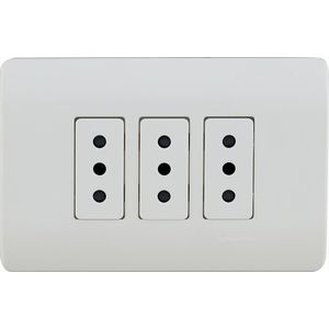 PLACA GENESIS ARMADA CON TOMA CORRIENTE TRIPLE 10A 250V  2P+T, BLANCO 2751863 Schneider Electric