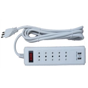 ALARGADOR MULTIPLE 5P + 2USB 3MT BLANCO 56407834 FNX
