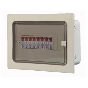 TABLERO MODULAR METALICO EMBUTIR 10 MODULOS DIN CAJA CON CIZALLES, PUERTA TRANSPARENTE ART. 6072-D 11607205 Saime