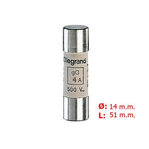 FUSIBLE INDUSTRIAL CILINDRICO TIPO GG(RAPIDO) 14X51 4A. 1430404 Legrand