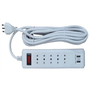 ALARGADOR MULTIPLE 5P + 2USB 5MT BLANCO 56408434 FNX