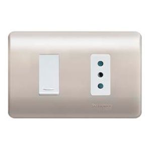 PLACA GENESIS ARMADA CON INTERRUPTOR 9/12 + TOMA CORRIENTE 10A 250V - MILLAN 6993263 Schneider Electric