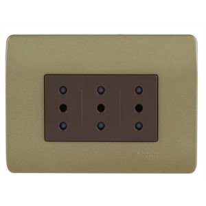 PLACA GENESIS ARMADA CON TOMA CORRIENTE TRIPLEX 10A 2P+T - DORADO 2784863 Schneider Electric