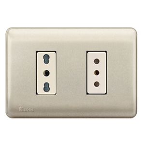PLACA GENESIS ARMADA CON TOMA CORRIENTE BIPASO 10/16A + TOMA 10A, NIQUEL 2744563 Schneider Electric