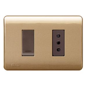PLACA GENESIS ARMADA CON INTERRUPTOR 9/12 + TOMA CORRIENTE 10A 250V, DORADO 2781563 Schneider Electric