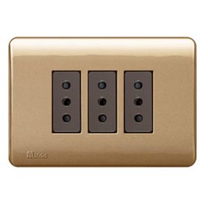 PLACA GENESIS ARMADA CON TOMA CORRIENTE TRIPLE 10A 2P+T, DORADO 2781863 Schneider Electric