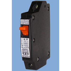 INTERRUPTOR AUTOMATICO TERMOMAGNETICO AMERICANO 1x25A CURVA B NEGRO ART 4001A6-B25 SAIME SG 4125105 Saime