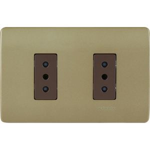 PLACA GENESIS ARMADA CON TOMA CORRIENTE DOBLE 10A 2P+T, DORADO 2781963 Schneider Electric