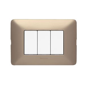 PLACA 3 MODULOS ALUMINIO MATE MATIX COLOR CHAMPAGNE 97352302 Bticino