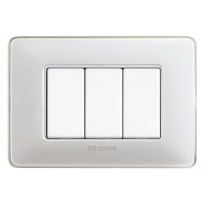 PLACA TECNOPOLIMERO Mï¿½TIX 3 MODULOS COLOR HIELO 50332402 Bticino
