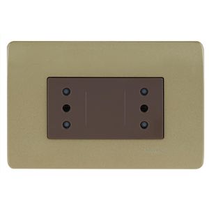 PLACA GENESIS ARMADA CON TOMA CORRIENTE DUPLEX 10A 2P+T - DORADO 2784763 Schneider Electric