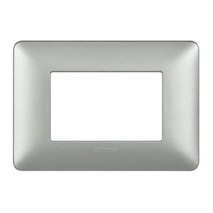 PLACA 3 MODULOS ALUMINIO MATE Mï¿½TIX COLOR PLATA 97356302 Bticino