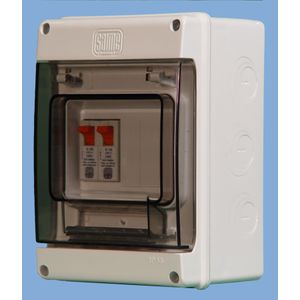 TABLERO MODULAR PLASTICO SOBREPONER IP55 5 MODULOS DIN, PUERTA TRANSPARENTE, ART. 2222-D 11222205 Saime