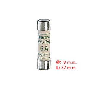 FUSIBLE CILINDRICO INDUSTRIAL TIPO AM(LENTOS) 8X32 6A. 1200604 Legrand