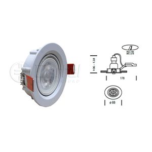 FOCO EMB LED ORIENT 6.5W 500LM 3K DIM BL 1278621025 Darlux