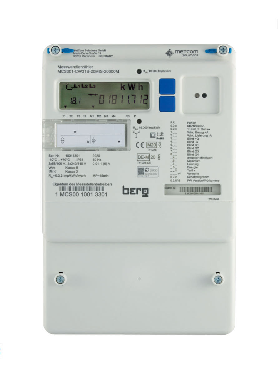 MEDIDOR BIDIRECCIONAL TRIFASICO INDIRECTO METCOM MCS301