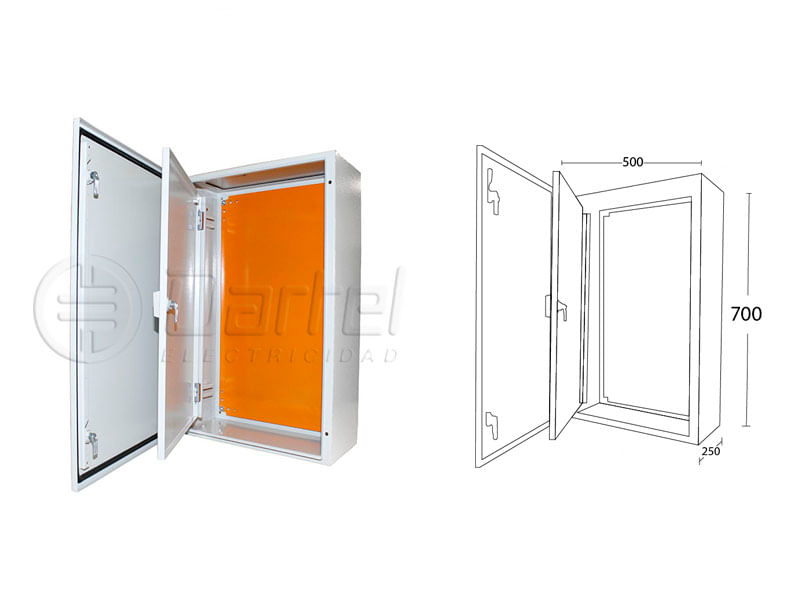 ARMARIO METALICO CON PUERTA INTERIOR 700X500X250 IP66 FNX COLOR RAL7035 120752534 FNX