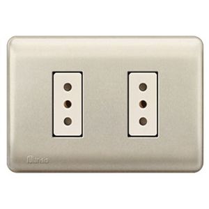 PLACA GENESIS ARMADA CON TOMA CORRIENTE DOBLE 10A 2P+T, NIQUEL 2741863 Schneider Electric