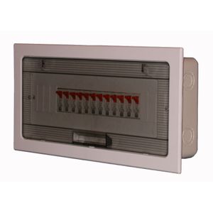 TABLERO MODULAR EMBUTIR PUERTA PLASTICA TRANSPARENTE 18 MODULOS DIN CAJA CON CIZALLES ART. 6076-D 11607605 Saime