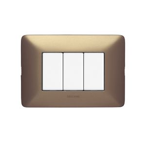 PLACA 3 MODULOS ALUMINIO MATE Mï¿½TIX COLOR TITANIO 97354302 Bticino