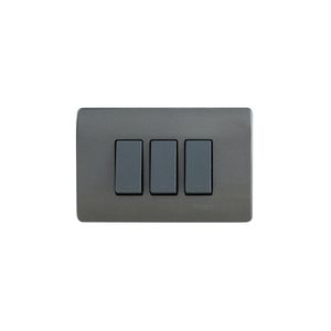 PLACA GENESIS ARMADA CON INTERRUPTOR TRIPLE 9/32 16A 250V, HUMO 2760363 Schneider Electric