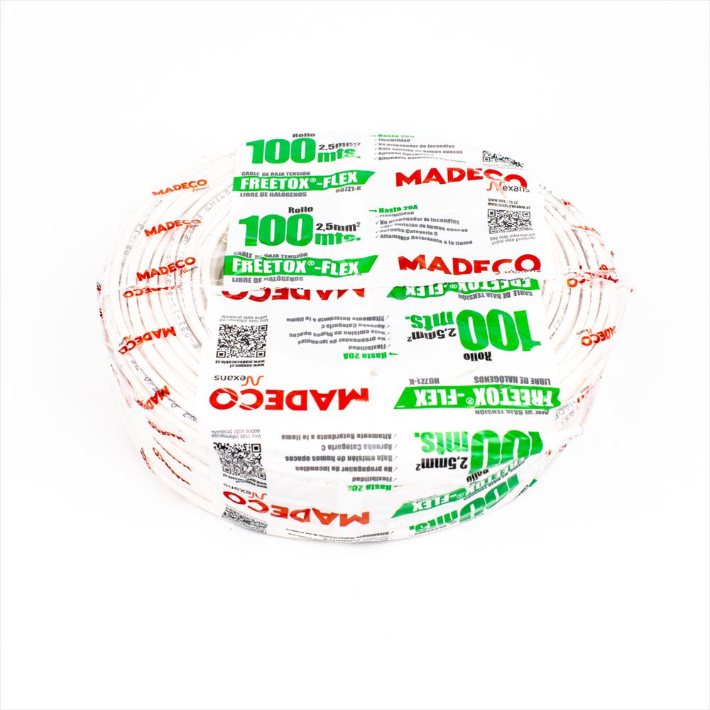ROLLO CABLE 2.5MM 100MTS BLANCO LIBRE DE HALOGENOS