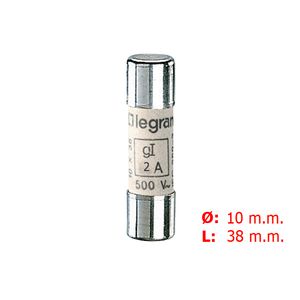 FUSIBLE INDUSTRIAL CILINDRICO TIPO GG(RAPIDO) 10X38 2A. 1330204 Legrand