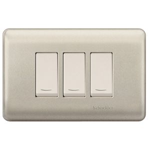 PLACA GENESIS ARMADA CON INTERRUPTOR TRIPLE 9/32 16A 250V, NIQUEL 2740363 Schneider Electric