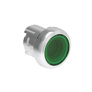 Pulsador luminoso plano verde (cabezal), Contacto momentaneo, 22mm, metalico 2484872 Lovato