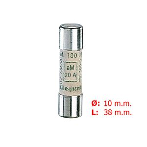 FUSIBLE CILINDRICO INDUSTRIAL TIPO AM(LENTOS) 10X38 20A. 1302004 Legrand