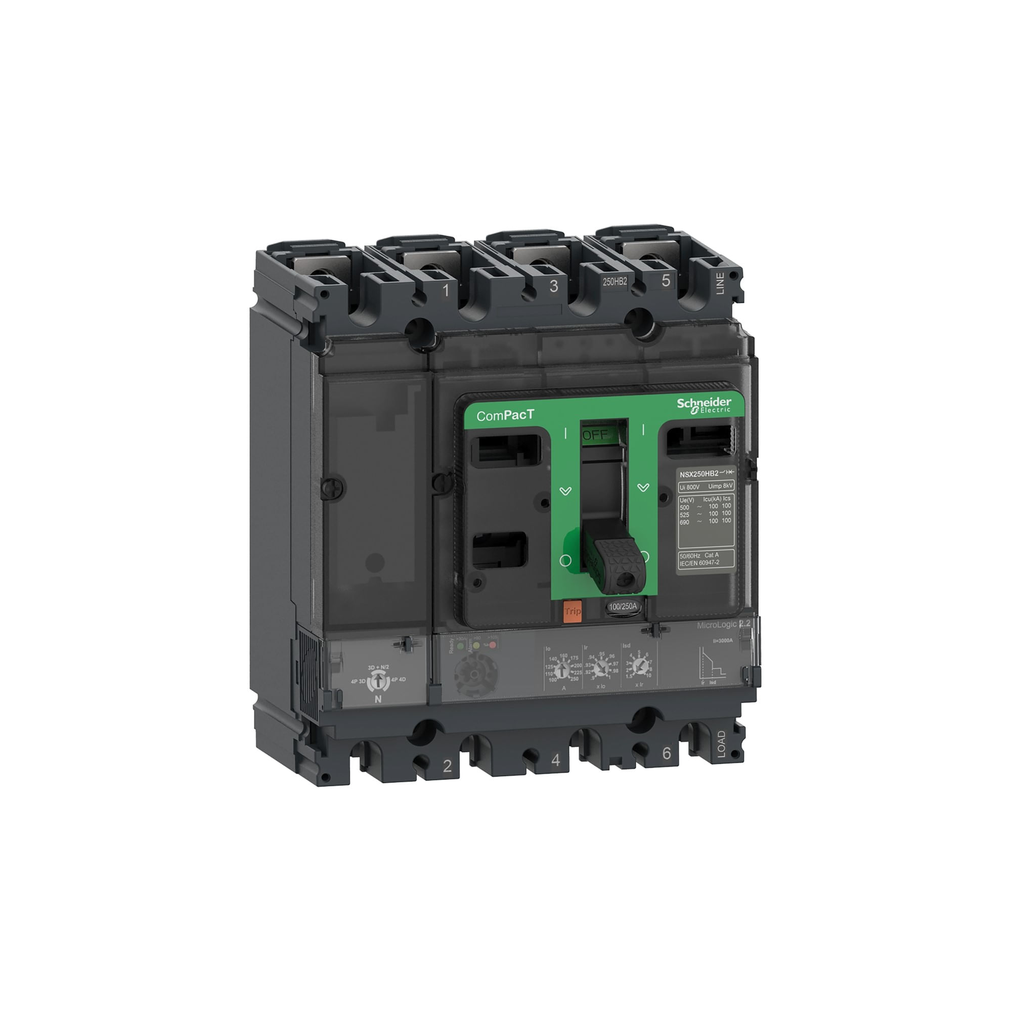 Produktbild von Schneider Electric LV438599 – COMPACT NSX100F 80A, 2P2T Schutzschalter